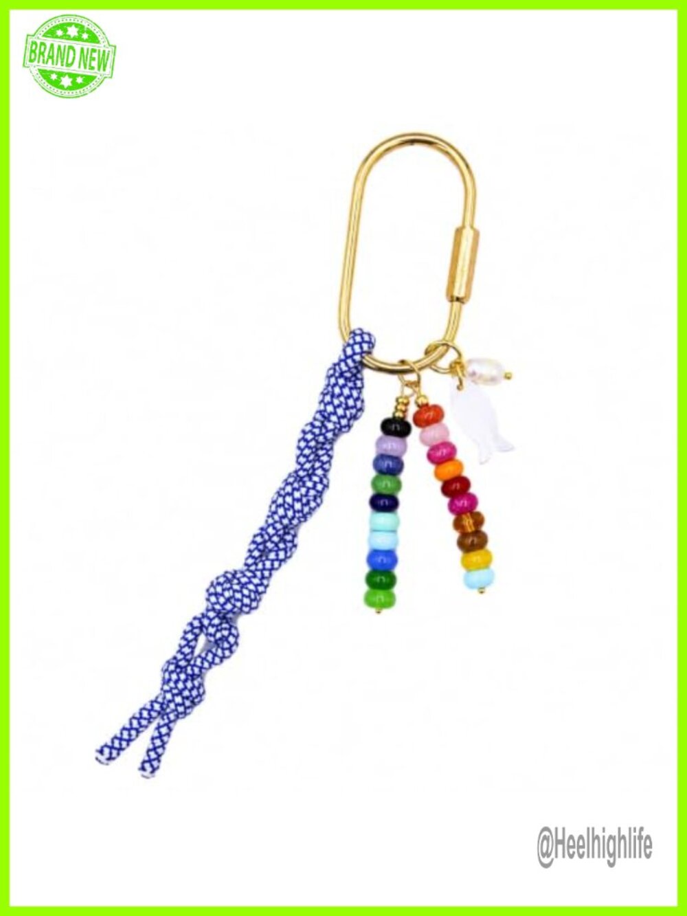 Beaded Bag Charm Keychain with Brass Key Rings for Purses